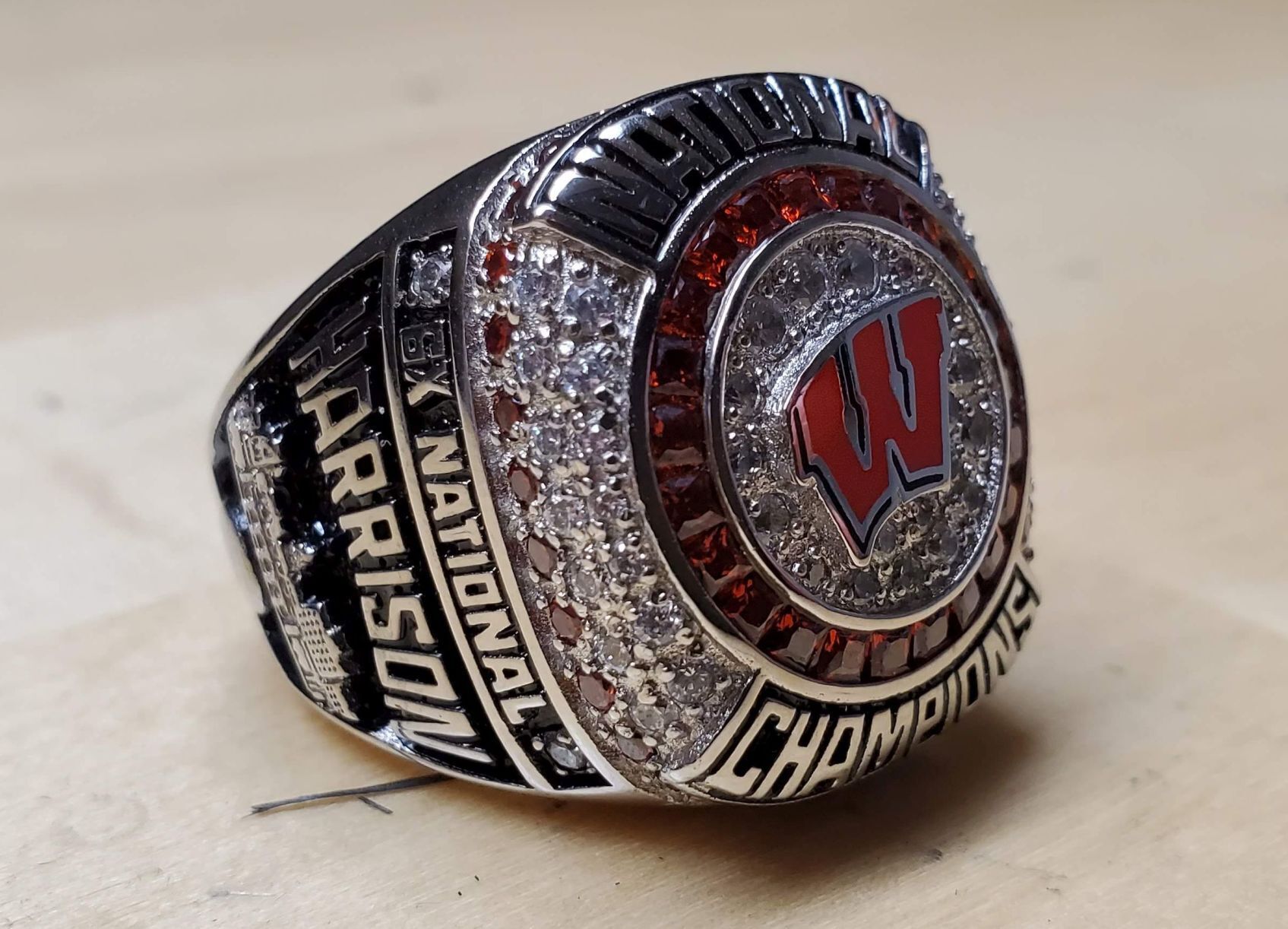 Badgers women's hockey 2021 NCAA championship ring, left side
